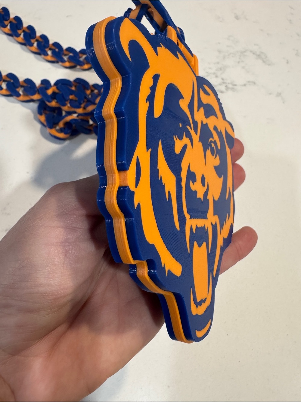 Chicago Bears 3D Printed Oversized Statement Chain & Logo Pendant Necklace - Picture 7 of 12
